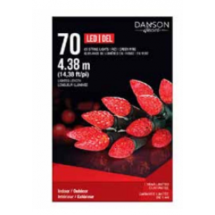 C6 INDOOR OUTDOOR, 70 LIGHT STRING RED, 14ft